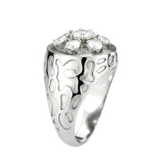 3762 - High polished (no plating) Stainless Steel Ring with CUBIC ZIRCONIA in Clear