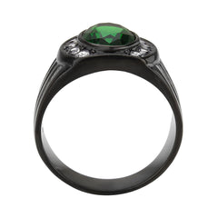 3764 - IP Black (Ion Plating) Stainless Steel Ring with Synthetic in Emerald