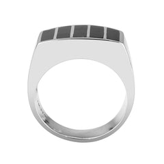 3767 - High polished (no plating) Stainless Steel Ring with Epoxy in Jet