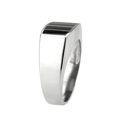 3767 - High polished (no plating) Stainless Steel Ring with Epoxy in Jet