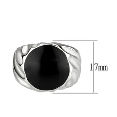 3768 - High polished (no plating) Stainless Steel Ring with Epoxy in Jet