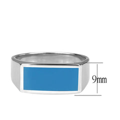 3770 - High polished (no plating) Stainless Steel Ring with Epoxy in SeaBlue