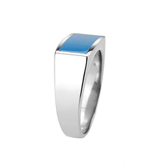 3770 - High polished (no plating) Stainless Steel Ring with Epoxy in SeaBlue