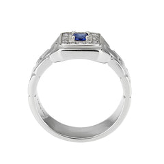 3771 - High polished (no plating) Stainless Steel Ring with Synthetic in Montana