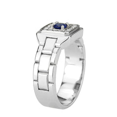 3771 - High polished (no plating) Stainless Steel Ring with Synthetic in Montana