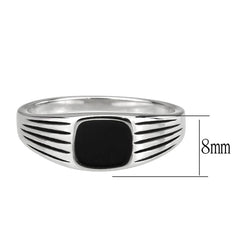 3772 - High polished (no plating) Stainless Steel Ring with Epoxy in Jet