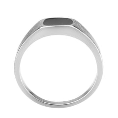 3772 - High polished (no plating) Stainless Steel Ring with Epoxy in Jet