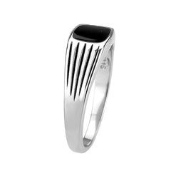 3772 - High polished (no plating) Stainless Steel Ring with Epoxy in Jet