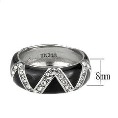 3773 - High polished (no plating) Stainless Steel Ring with CRYSTAL in Clear