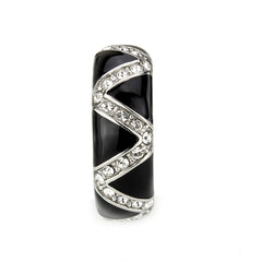 3773 - High polished (no plating) Stainless Steel Ring with CRYSTAL in Clear