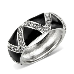 3773 - High polished (no plating) Stainless Steel Ring with CRYSTAL in Clear