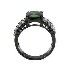 3774 - IP Black (Ion Plating) Stainless Steel Ring with Synthetic in Emerald