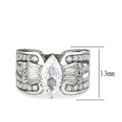 3777 - High polished (no plating) Stainless Steel Ring with CUBIC ZIRCONIA in Clear