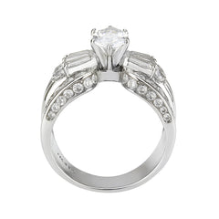 3777 - High polished (no plating) Stainless Steel Ring with CUBIC ZIRCONIA in Clear