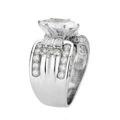 3777 - High polished (no plating) Stainless Steel Ring with CUBIC ZIRCONIA in Clear