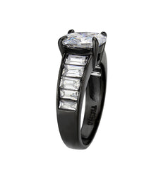 3778 - IP Black (Ion Plating) Stainless Steel Ring with CUBIC ZIRCONIA in Clear