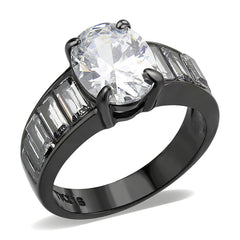 3778 - IP Black (Ion Plating) Stainless Steel Ring with CUBIC ZIRCONIA in Clear