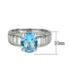 3779 - High polished (no plating) Stainless Steel Ring with Synthetic in SeaBlue