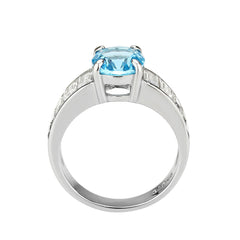 3779 - High polished (no plating) Stainless Steel Ring with Synthetic in SeaBlue