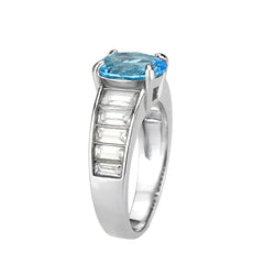 3779 - High polished (no plating) Stainless Steel Ring with Synthetic in SeaBlue