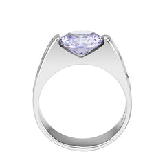 3780 - High polished (no plating) Stainless Steel Ring with CUBIC ZIRCONIA in LightAmethyst