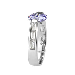 3780 - High polished (no plating) Stainless Steel Ring with CUBIC ZIRCONIA in LightAmethyst