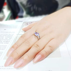 3780 - High polished (no plating) Stainless Steel Ring with CUBIC ZIRCONIA in LightAmethyst