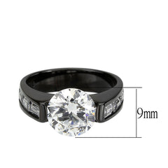 3781 - IP Black (Ion Plating) Stainless Steel Ring with CUBIC ZIRCONIA in Clear