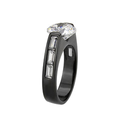 3781 - IP Black (Ion Plating) Stainless Steel Ring with CUBIC ZIRCONIA in Clear