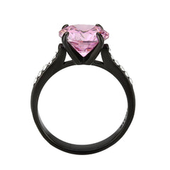 3782 - IP Black (Ion Plating) Stainless Steel Ring with CUBIC ZIRCONIA in Rose