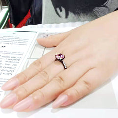 3782 - IP Black (Ion Plating) Stainless Steel Ring with CUBIC ZIRCONIA in Rose