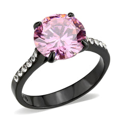 3782 - IP Black (Ion Plating) Stainless Steel Ring with CUBIC ZIRCONIA in Rose