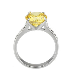 3783 - High polished (no plating) Stainless Steel Ring with CUBIC ZIRCONIA in Topaz