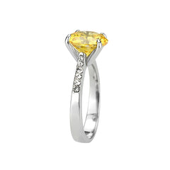 3783 - High polished (no plating) Stainless Steel Ring with CUBIC ZIRCONIA in Topaz