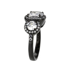 3784 - IP Black (Ion Plating) Stainless Steel Ring with CUBIC ZIRCONIA in Clear