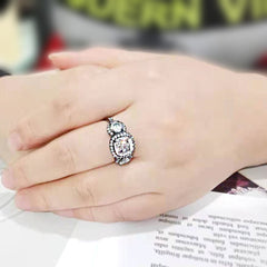 3784 - IP Black (Ion Plating) Stainless Steel Ring with CUBIC ZIRCONIA in Clear