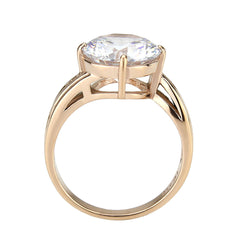 3785 - IP Rose Gold(Ion Plating) Stainless Steel Ring with CUBIC ZIRCONIA in Clear