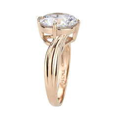 3785 - IP Rose Gold(Ion Plating) Stainless Steel Ring with CUBIC ZIRCONIA in Clear