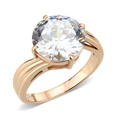 3785 - IP Rose Gold(Ion Plating) Stainless Steel Ring with CUBIC ZIRCONIA in Clear