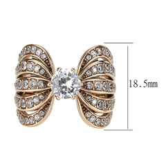 3786 - IP Rose Gold(Ion Plating) Stainless Steel Ring with CUBIC ZIRCONIA in Clear