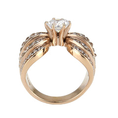 3786 - IP Rose Gold(Ion Plating) Stainless Steel Ring with CUBIC ZIRCONIA in Clear