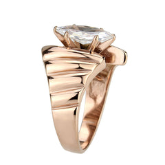 3787 - IP Rose Gold(Ion Plating) Stainless Steel Ring with CUBIC ZIRCONIA in Clear