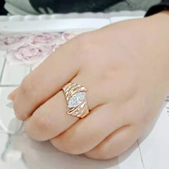 3787 - IP Rose Gold(Ion Plating) Stainless Steel Ring with CUBIC ZIRCONIA in Clear