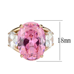 3789 - IP Rose Gold(Ion Plating) Stainless Steel Ring with CUBIC ZIRCONIA in Rose