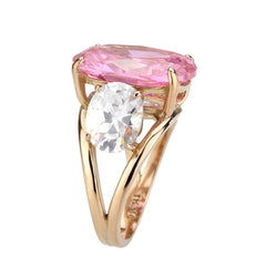 3789 - IP Rose Gold(Ion Plating) Stainless Steel Ring with CUBIC ZIRCONIA in Rose