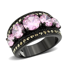 3792 - IP Black (Ion Plating) Stainless Steel Ring with CUBIC ZIRCONIA in Rose