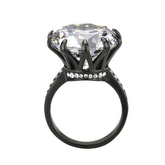 3793 - IP Black (Ion Plating) Stainless Steel Ring with CUBIC ZIRCONIA in Clear