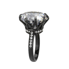 3793 - IP Black (Ion Plating) Stainless Steel Ring with CUBIC ZIRCONIA in Clear