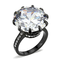 3793 - IP Black (Ion Plating) Stainless Steel Ring with CUBIC ZIRCONIA in Clear