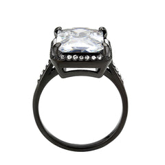 3794 - IP Black (Ion Plating) Stainless Steel Ring with CUBIC ZIRCONIA in Clear